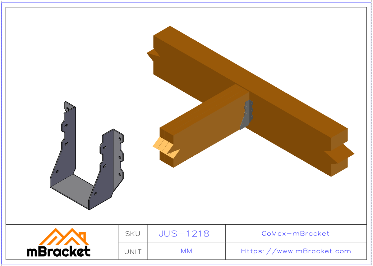 U-Shaped Beam Hanger Horizontal Wood Structure Connector - 2*120*180 Application Example