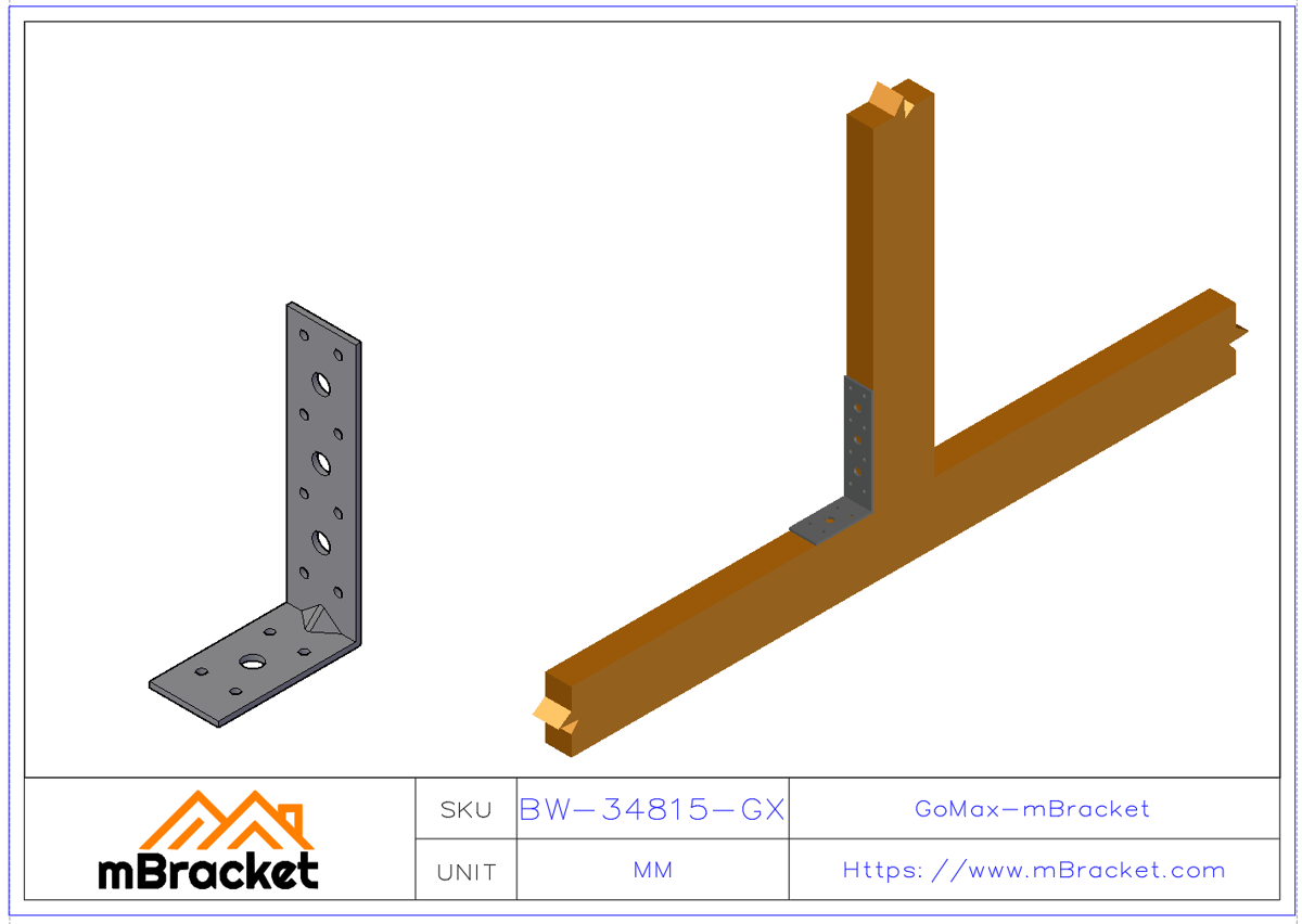 L-Shaped Angle Bracket Structural Connector Building Hardware Reinforcement Fittings - 3*40*80*150 Application Example