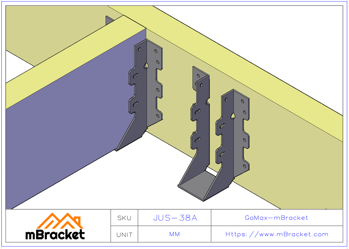Wood Structure U-Type Beam Hanger 38mm Ledger Horizontal Connector - 2*38*135 Application Example