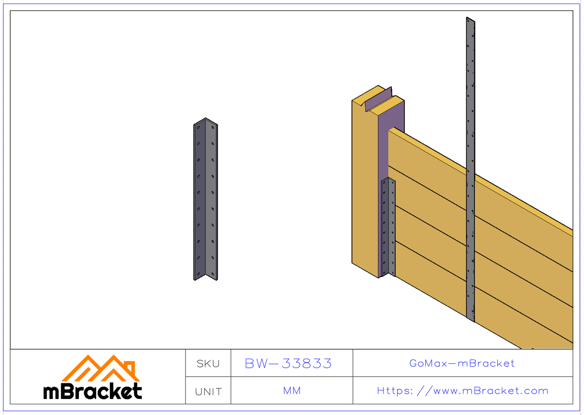 Extended Angle Bracket Steel Connector L-Type Wall Corner Reinforcement - 3*380*33*33 Application Example