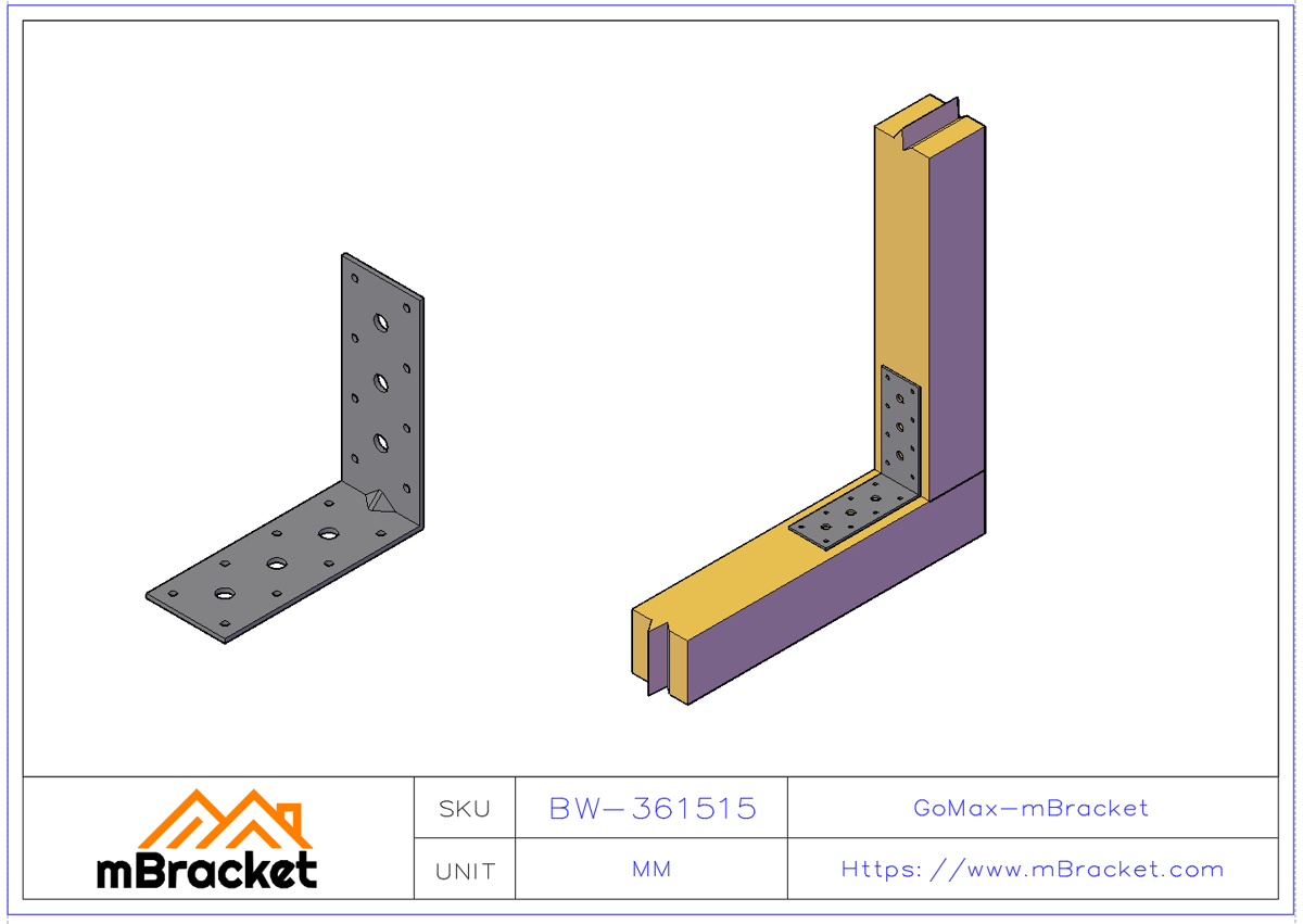 Extended L-Shaped Angle Bracket Connector - 3*60*150*150 Application Example