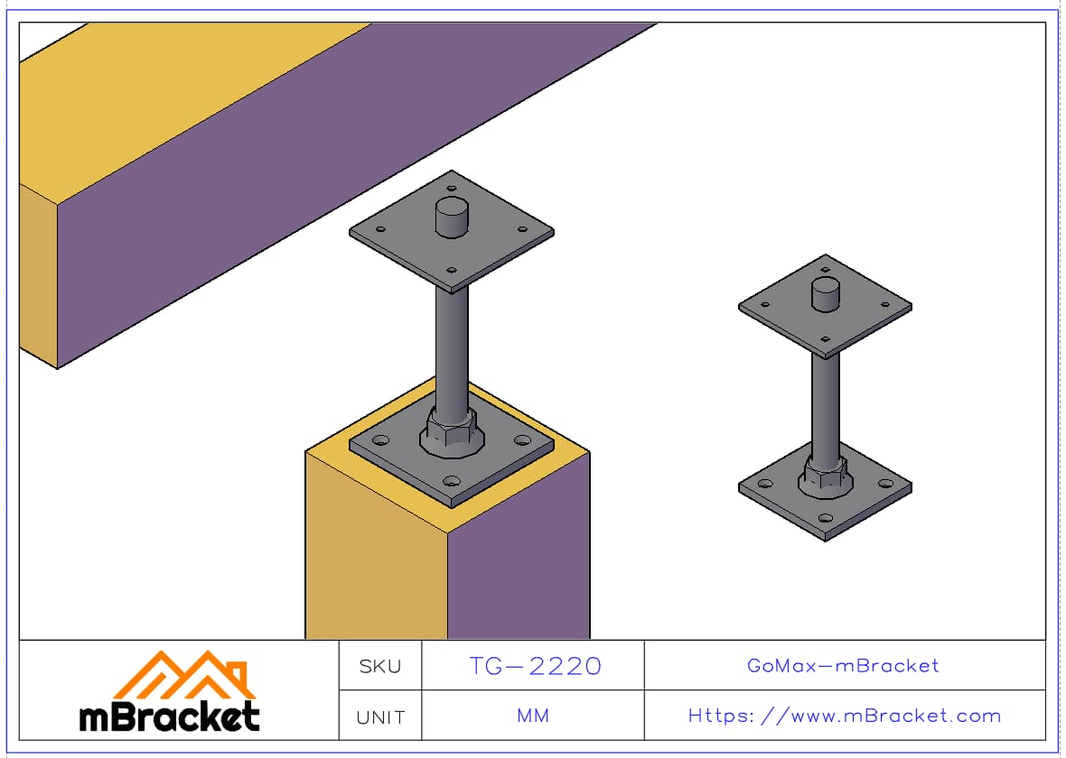 Timber House Jack Screw Adjustable Bolt M22*200 Structural Connector - M22*200 Application Example