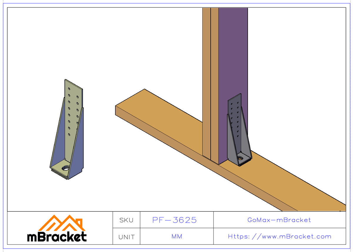 Light Steel Structure Uplift Resistant Connector / Post Base Connector - 3*66*251 Application Example