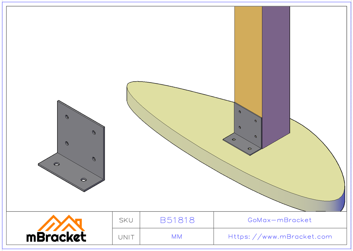 Heavy-Duty Angle Bracket Thickened Wood Structure Connector - 5*180*80*180 Application Example