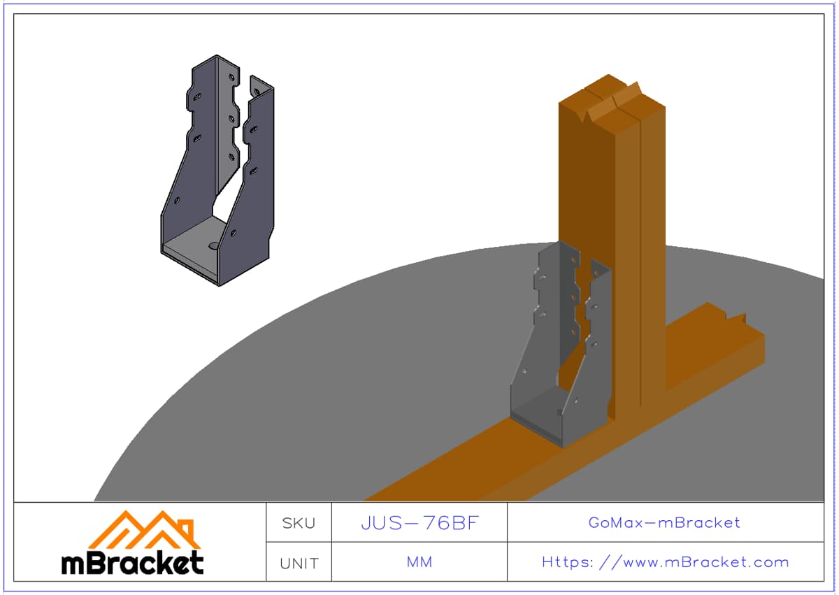 Heavy-Duty Uplift Restraint Fastener Wind and Seismic Connector - 2*82*203 Application Example