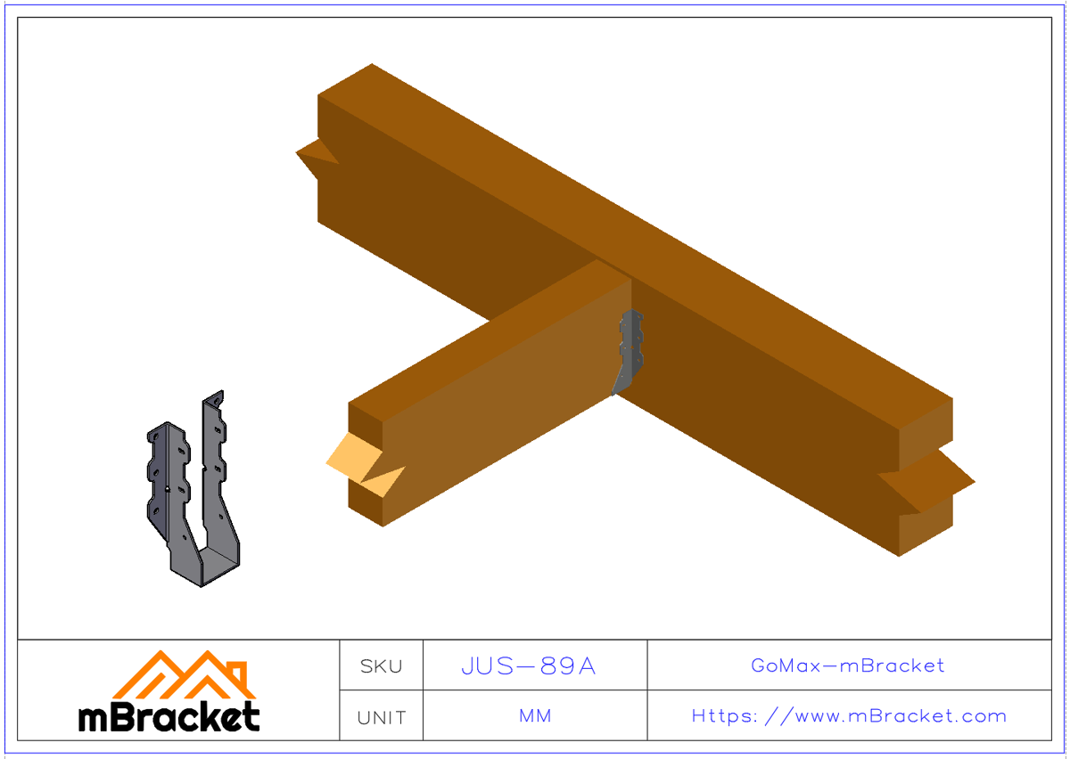 U-Shaped Beam Hanger Horizontal Wood Structure Connector - 2*53*188 Application Example
