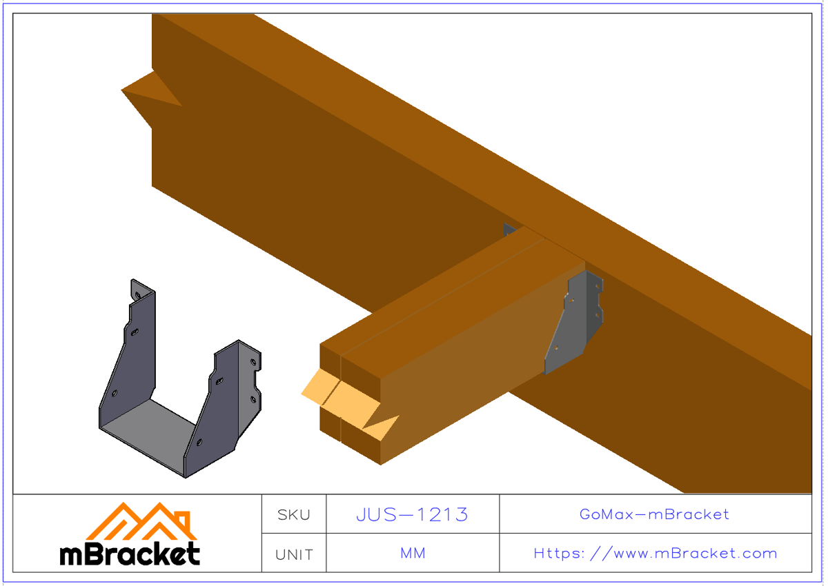 U-Shaped Beam Hanger Horizontal Wood Structure Connector - 2*120*130 Application Example