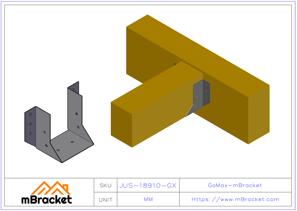U-Shaped Beam Hanger Connector Wood Structure Beam-Column Reinforcement Bracket - 1*89*100 Application Example