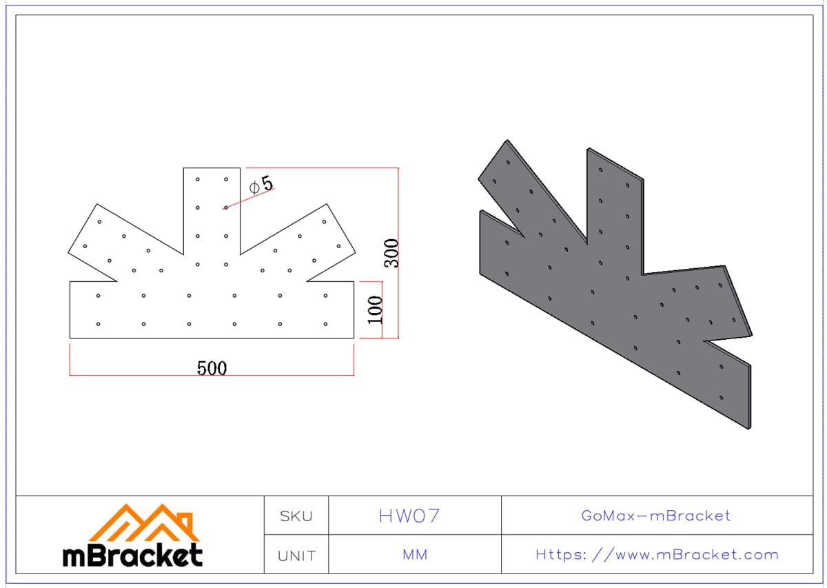 Heavy-Duty Truss Connector Wood Structure Reinforcement Hardware - 2*500*300 Product Dimensions