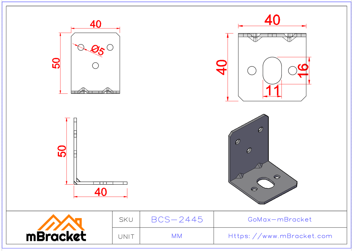 Small Angle Bracket L-Shaped Connector Angle Iron - 2*40*40*50 Product Dimensions