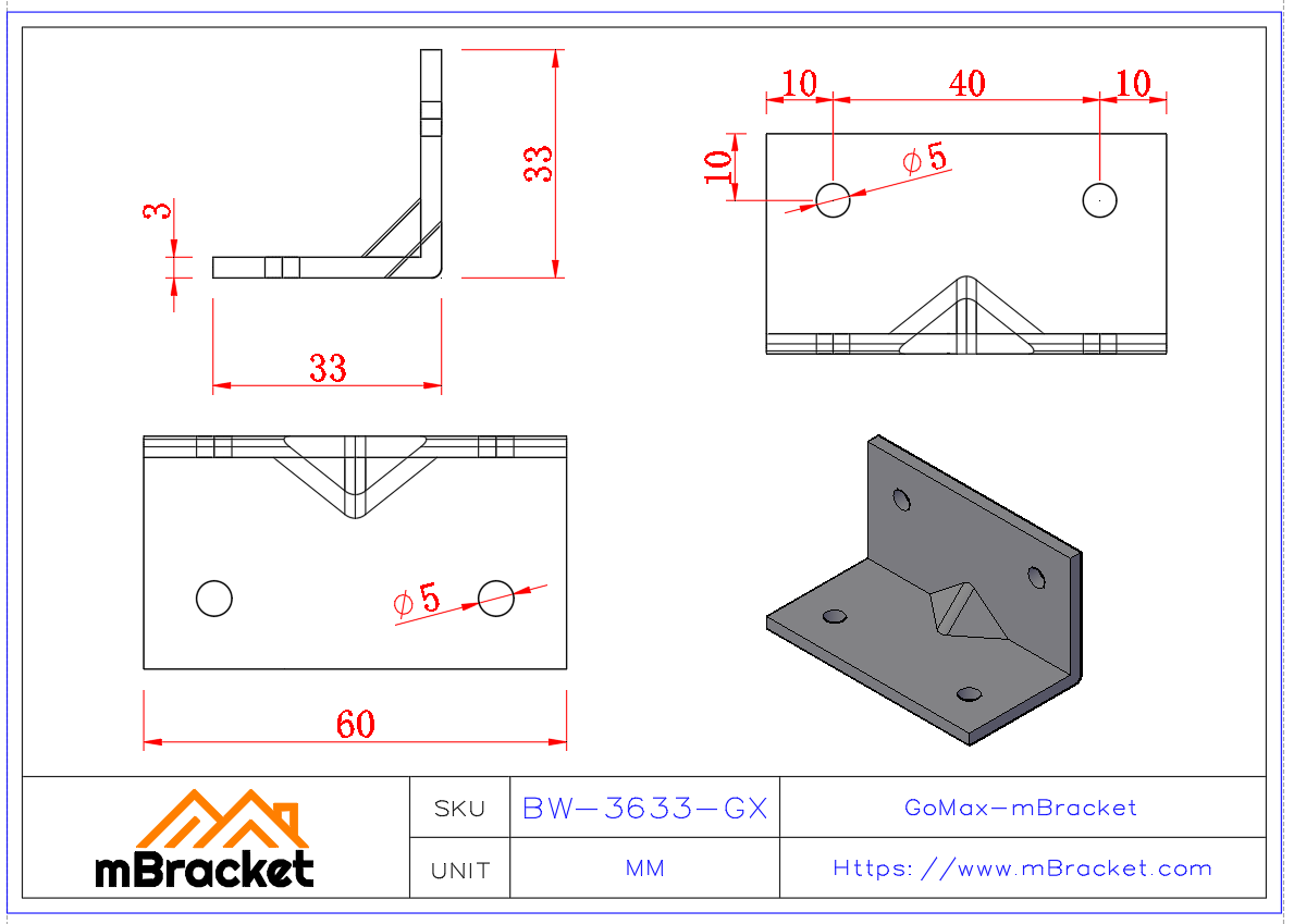 L-Bracket Connector - 3*60*35*35 Product Dimensions