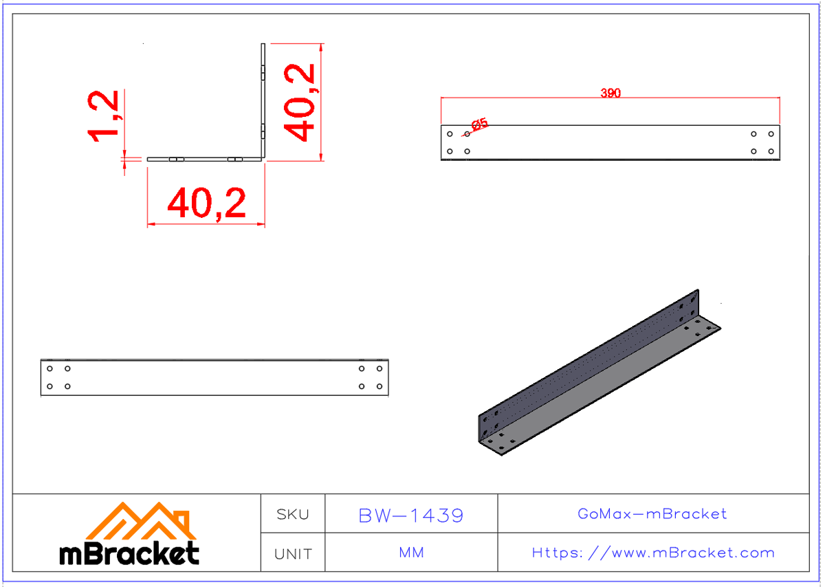 Parallel Truss Reinforcement Angle Bracket Light Steel Structure Corner Connector - 1.2*40*40*390 Product Dimensions