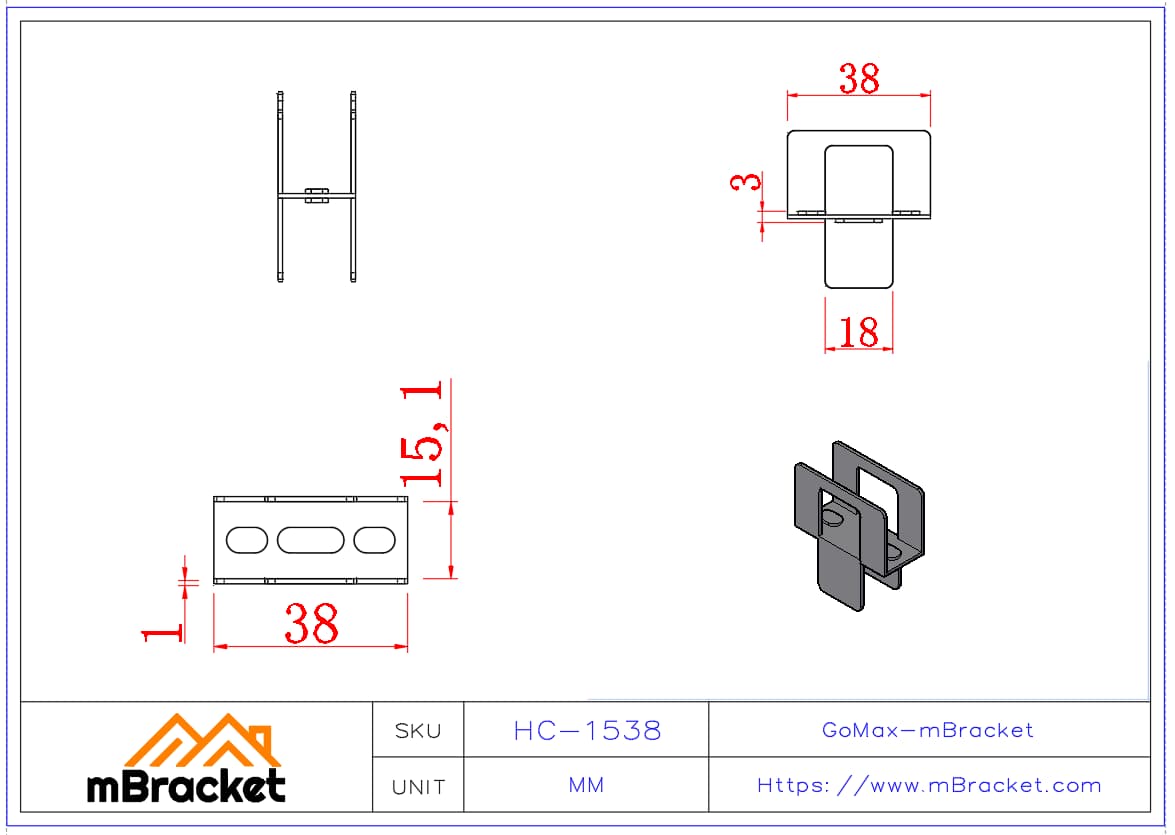 H-Clip for OSB, Plywood, Roofing, Wood Structure Connector - 1*15.1*38 Product Dimensions