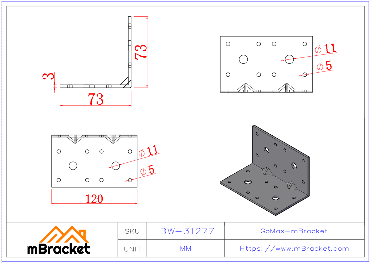 L-Shaped Angle Bracket Connector Angle Iron Structural Reinforcement Hardware Fittings - 3*120*70*70 Product Dimensions