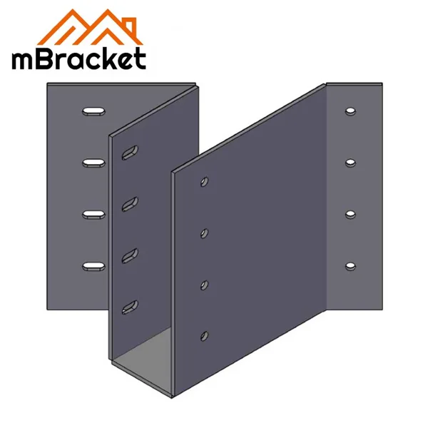 45-Degree U-Shaped Beam Hanger Connector Wood Structure Beam-Column Reinforcement Hardware - 2*38*130 1