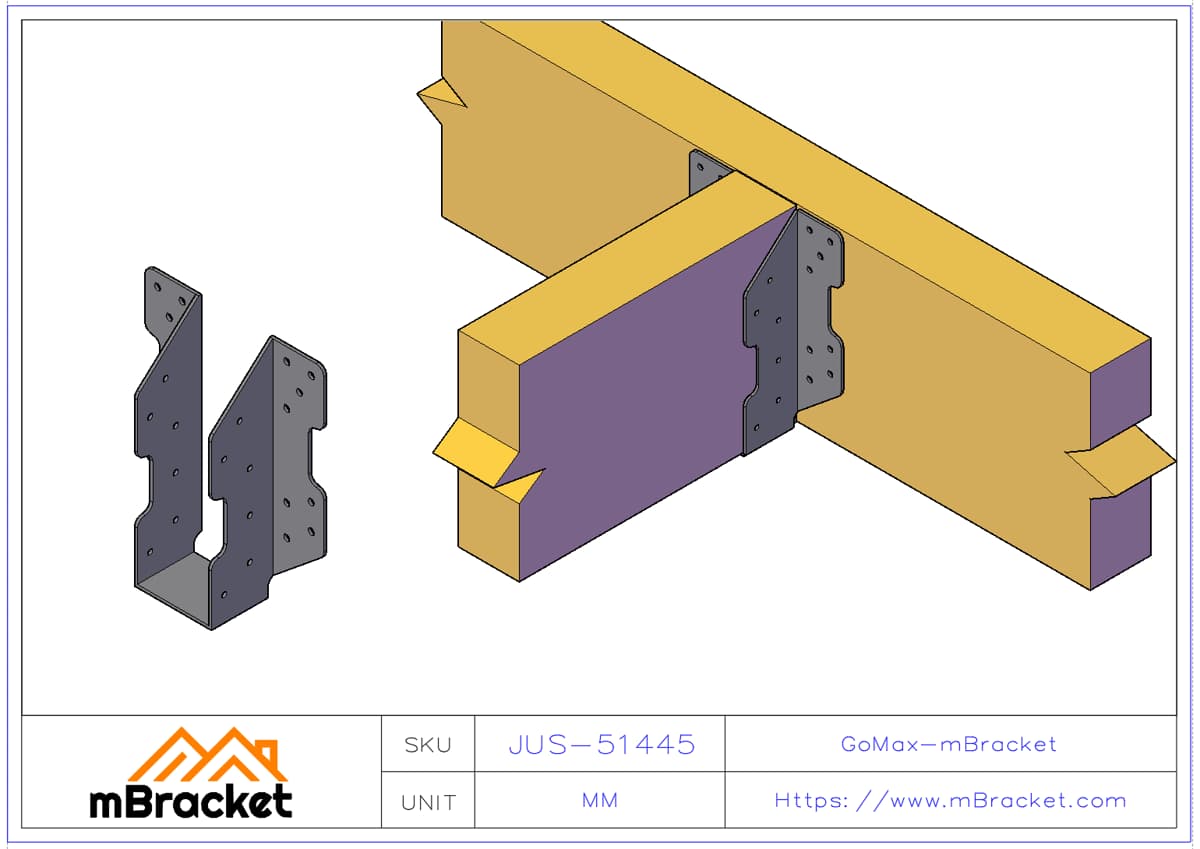 Heavy-Duty Joist Hanger Glulam Connector Timber Reinforcement Hardware - 5*140*430 Application Example