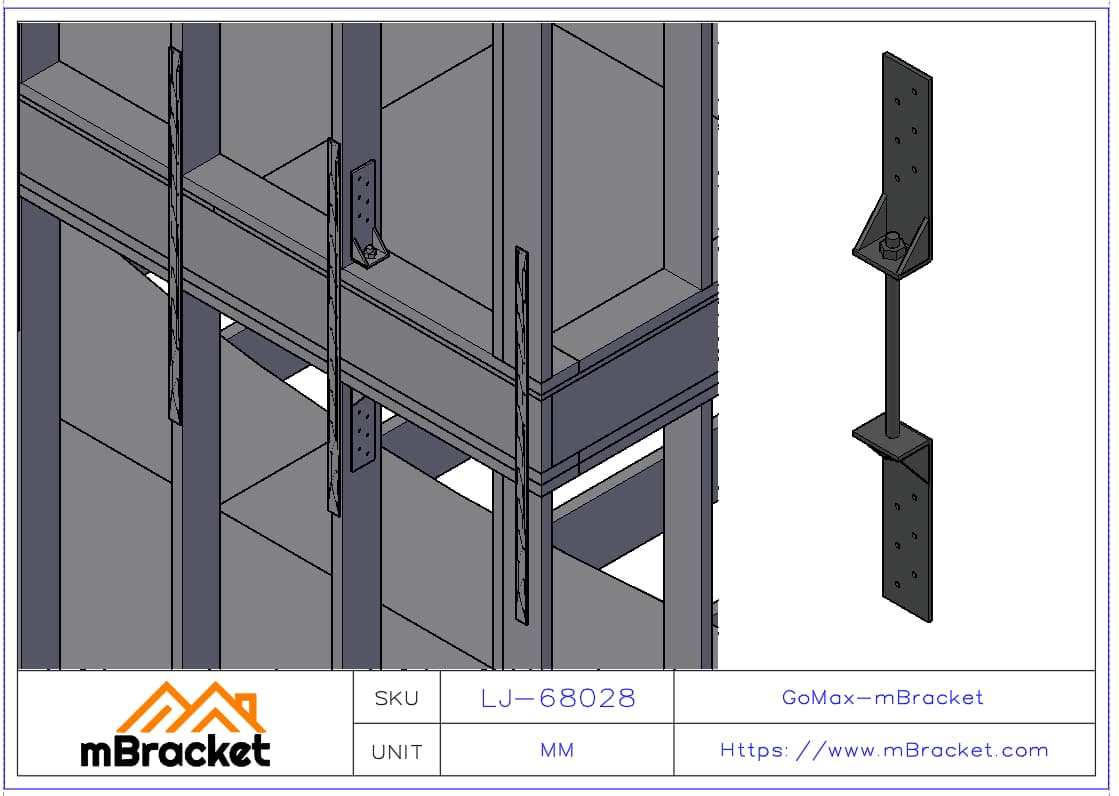 Floor Tie, Wind and Seismic Connector, Timber Connector - 6.0*80*280 Application Example