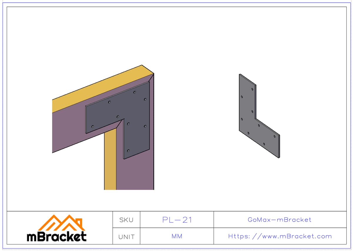 Flat Right Angle Connector Corner Connector Wood Corner Connector Hardware - 3*150*150 Application Example