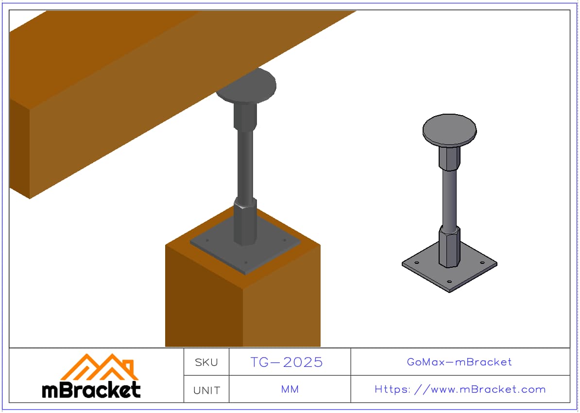 Adjustable Screw Jack / Leveling Screw / Telescopic Screw / Timber Connector - 20*250 Application Example