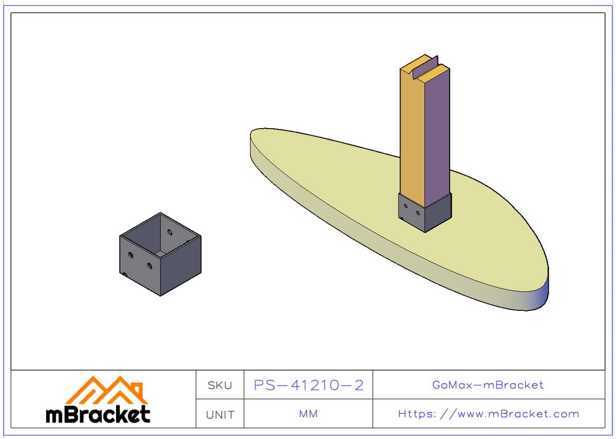 Square Post Base Column Base Connector Concrete Post Base - 4*120*120*100 Application Example