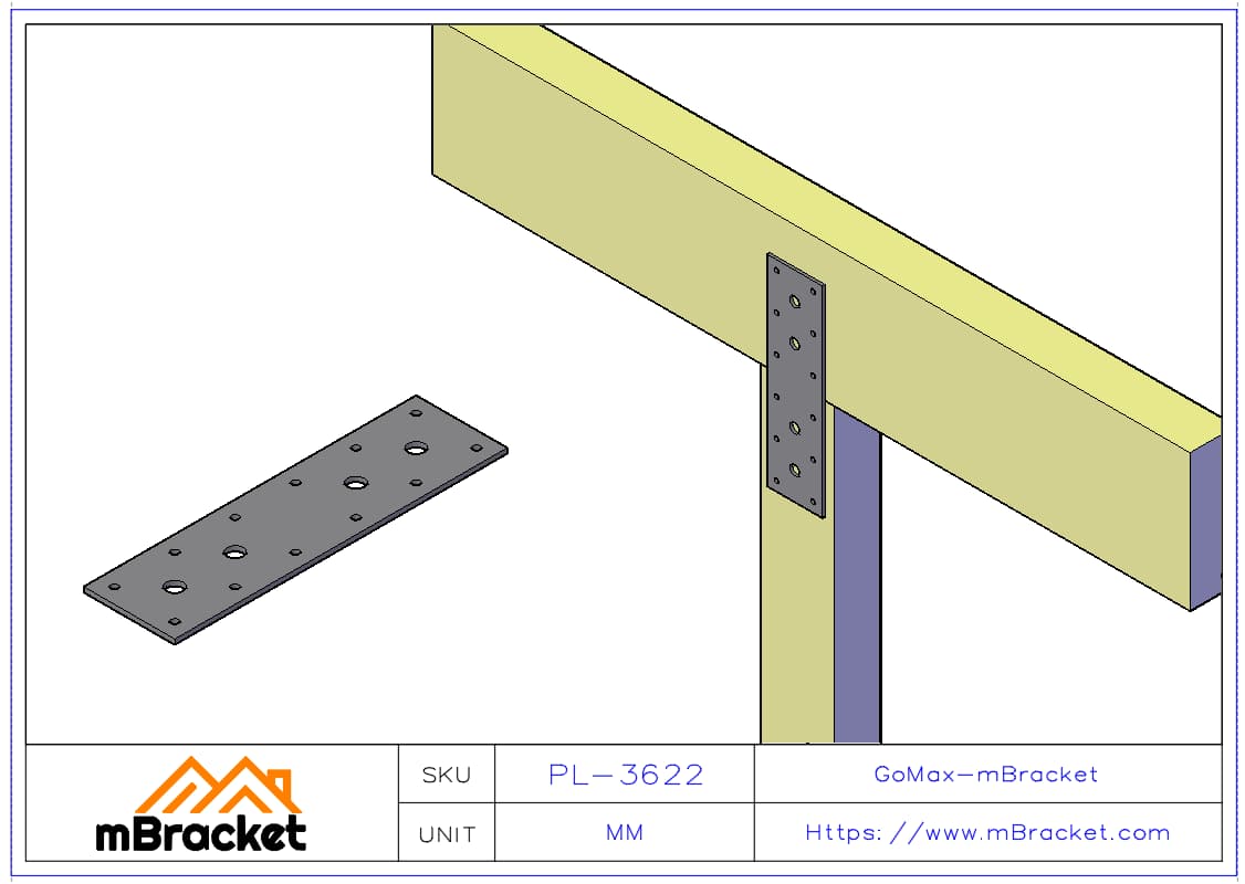 Flat Connector Plate Nail Plate Truss Connector Wood Roof Metal Connector - 3*60*220 Application Example