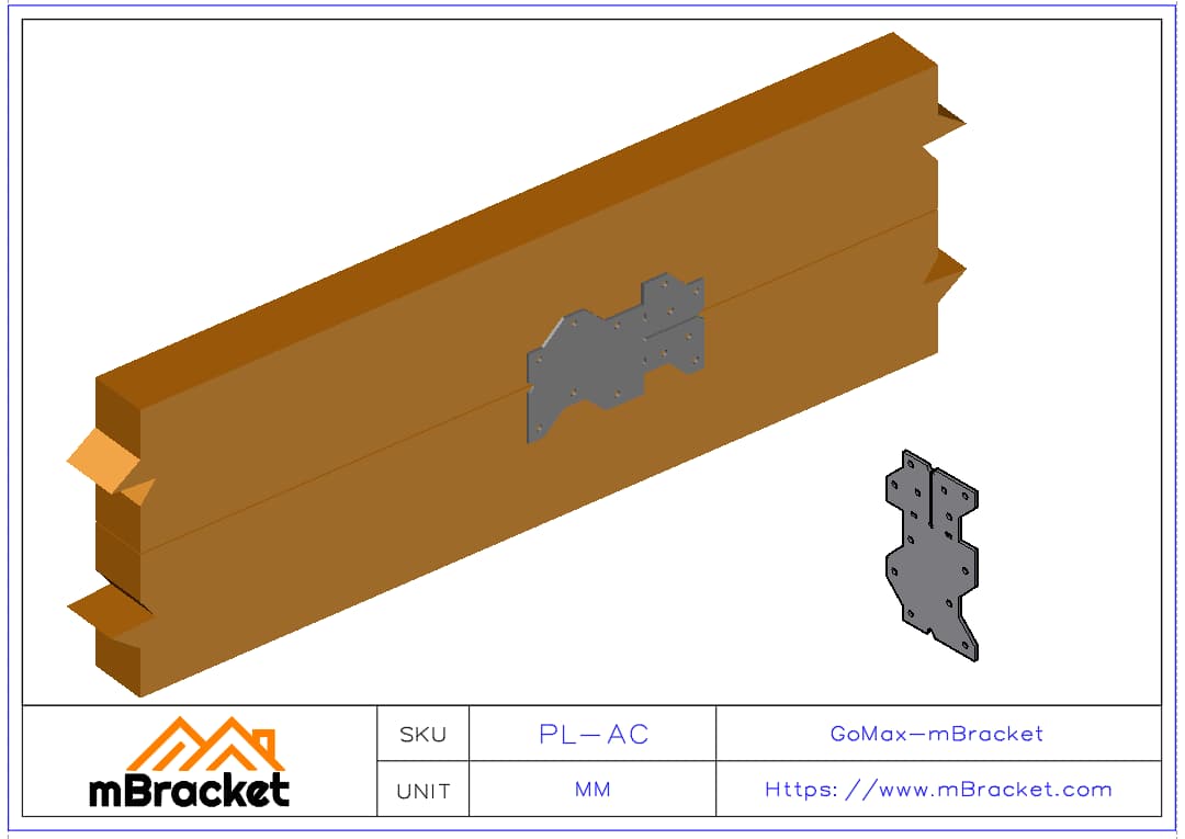 Flat Connector Plate for Timber Frame Houses - Metal Flat Tie - 2*68*114 Application Example