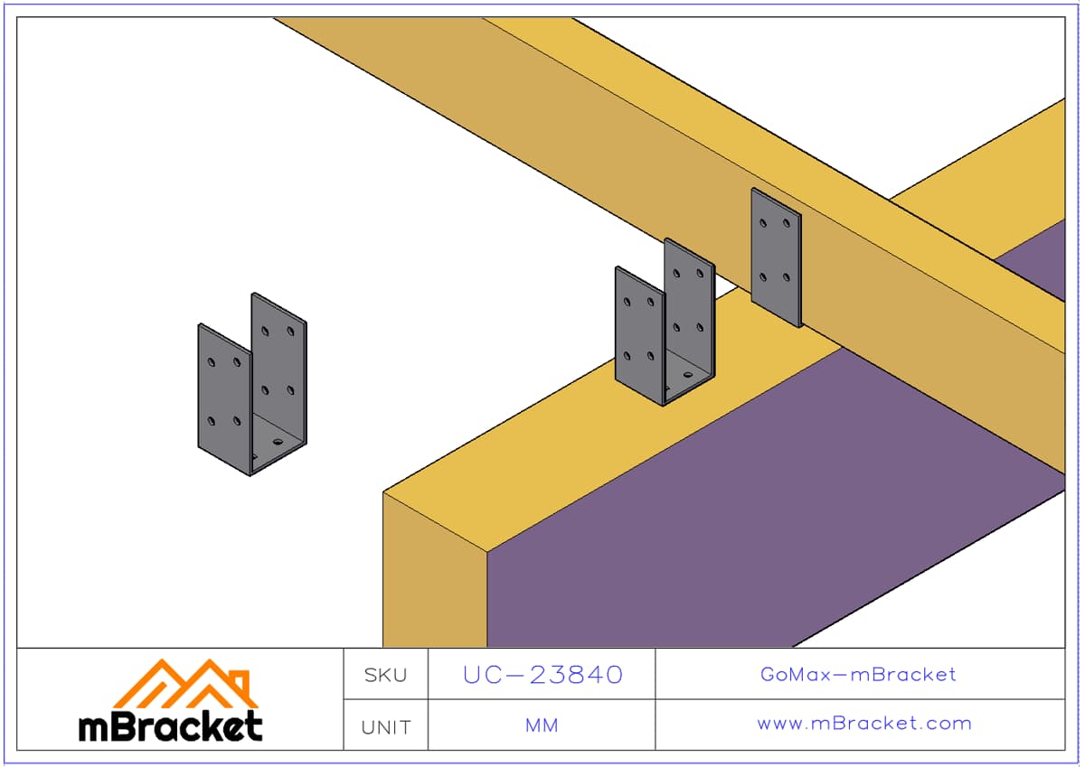 U-Shaped Connector, Raised Height, Wood Structure Reinforcement Hardware - 2*38*40*82 Application Example