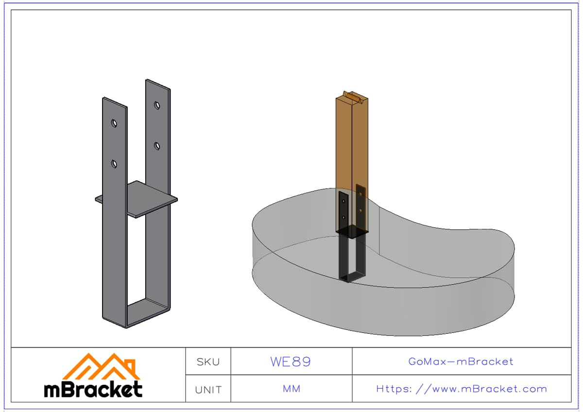 Fixed Post Base for Timber Frame Villa Metal Connector - 4.0*89*380 Application Example
