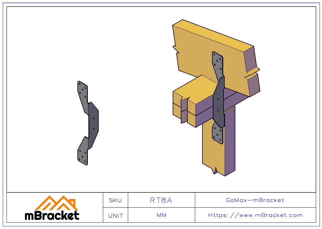 Hurricane Tie Wind-Resistant Connector Timber Connector Joist and Beam Connector - 2*40*40*292 Application Example