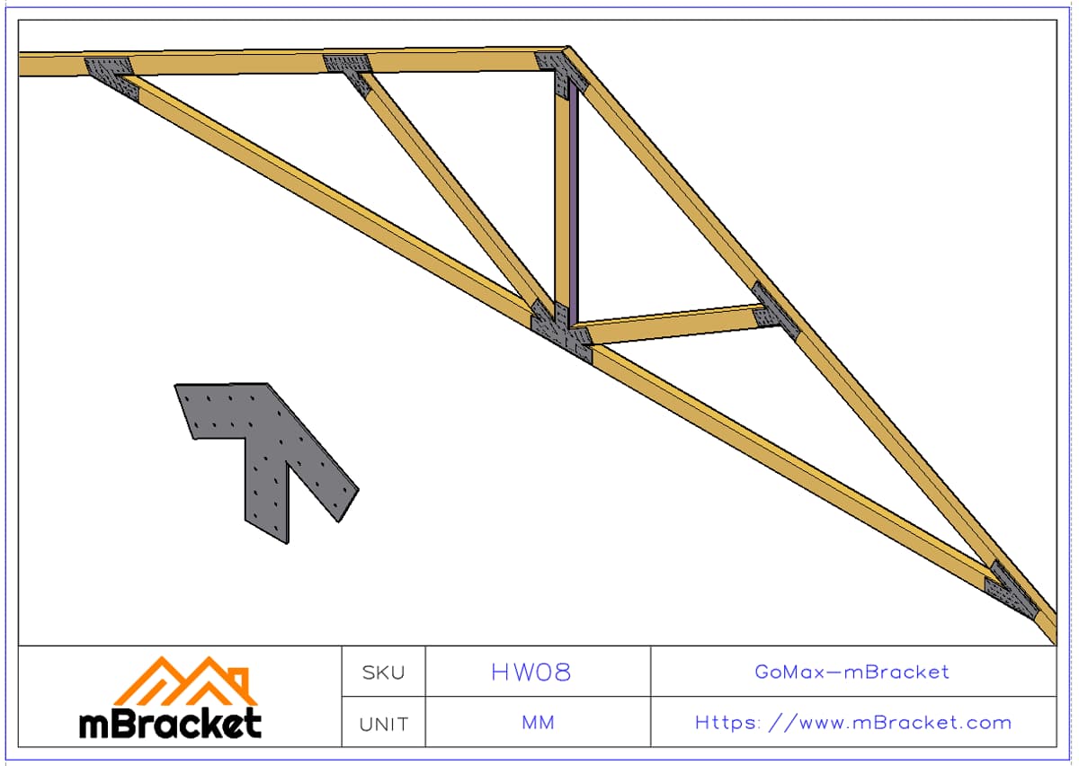 Heavy-Duty Truss Connector | Wood Structure Reinforcement Hardware - 2*445*312 Application Example