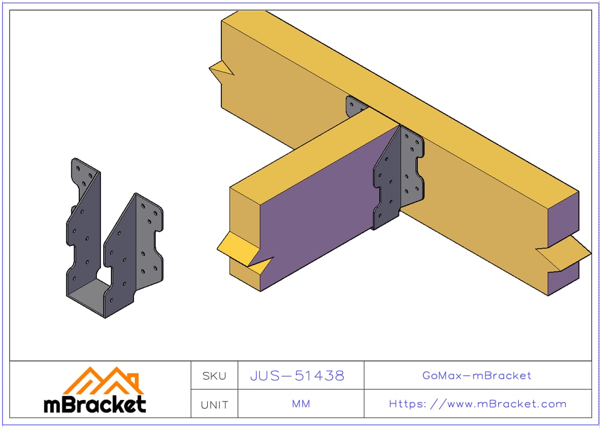 Heavy-Duty Joist Hanger for Glulam Beams | Structural Wood Connector - 5*140*350 Application Example
