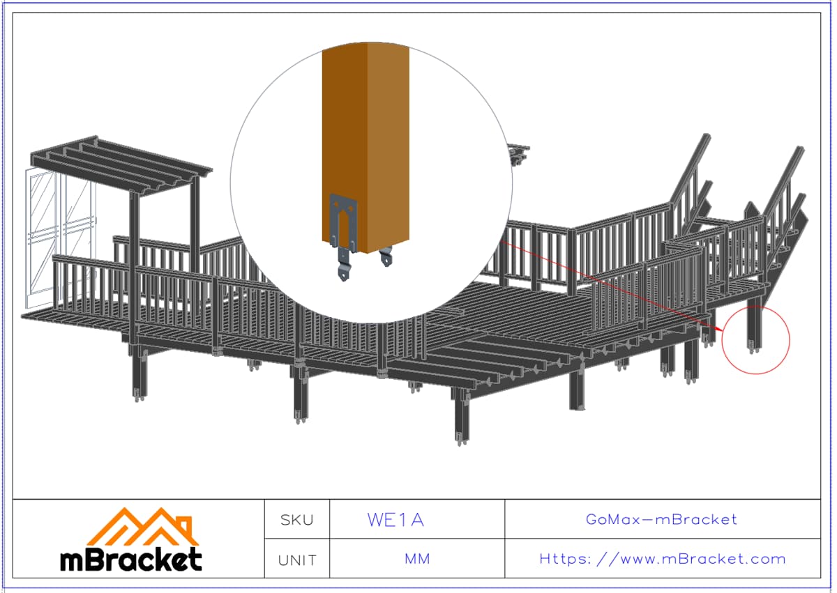 Fixed Post Base Concrete Embed Connector - 3.0*92*210 Application Example