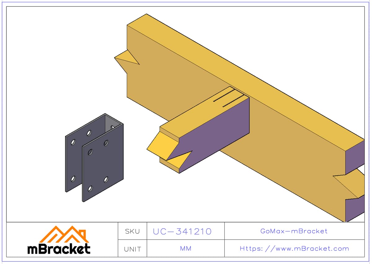 U-Shaped Concealed Joist Hanger Beam Connector - 3*46*120*100 Application Example