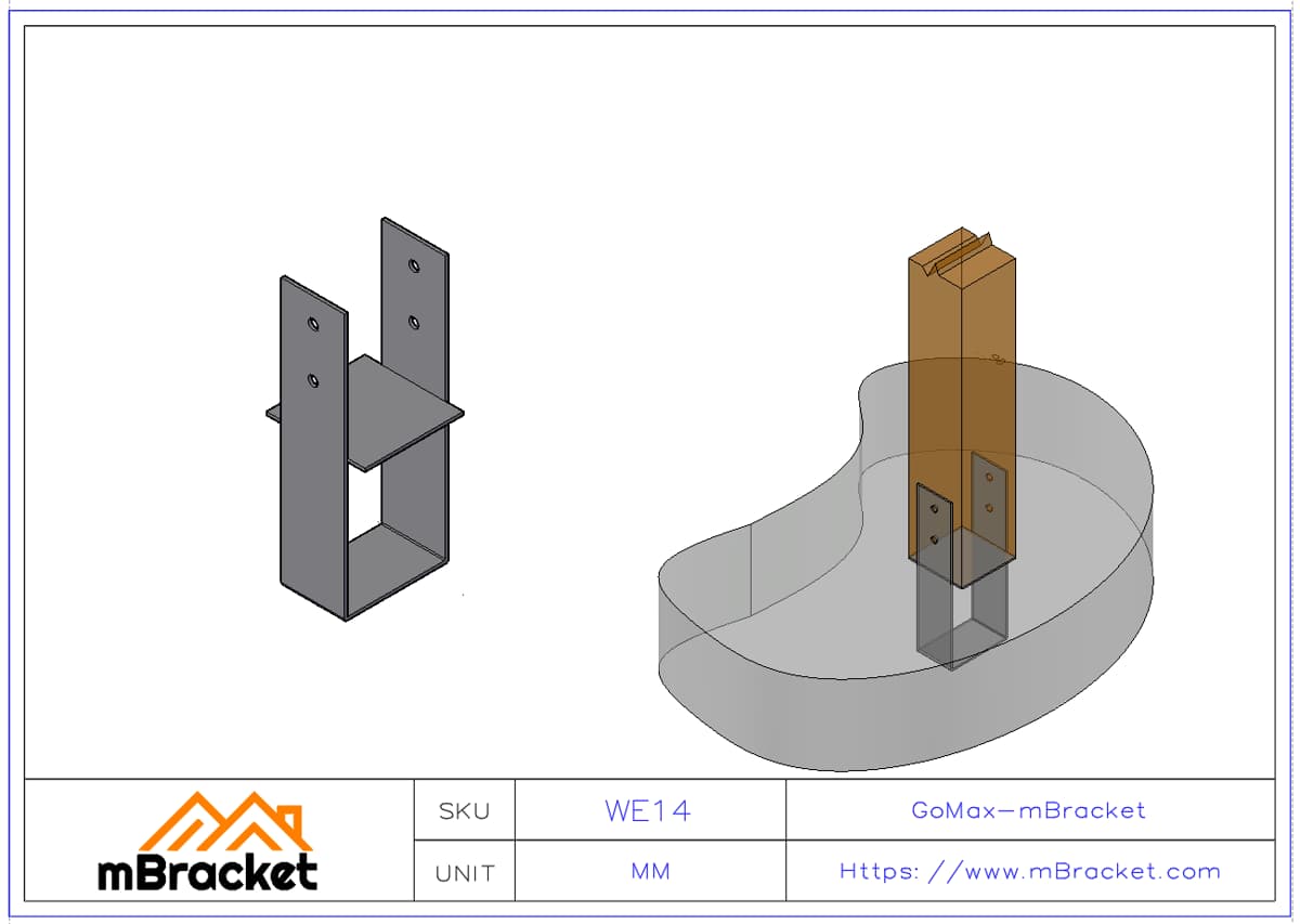 Fixed Column Base Embedment for Timber Frame Villa Metal Connector - 4.0*140*380 Application Example