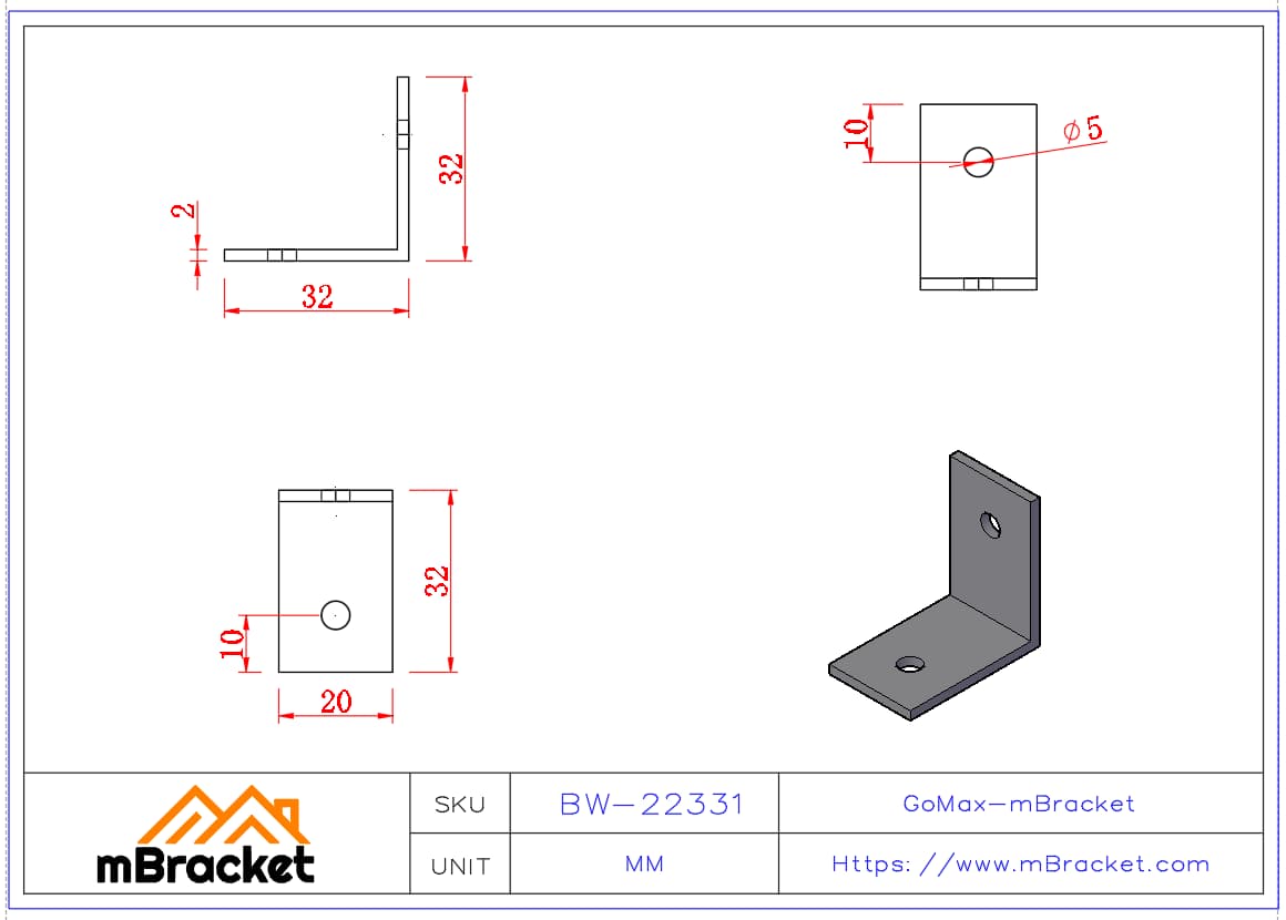Small Angle Connector - 2*20*30*30 Product Dimensions