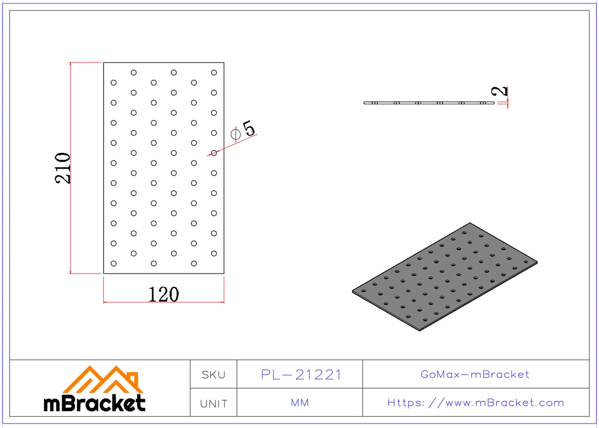 Nail Plate Connector Flat Plate Connector Timber Roof Truss Connector - 2*120*210 Product Dimensions