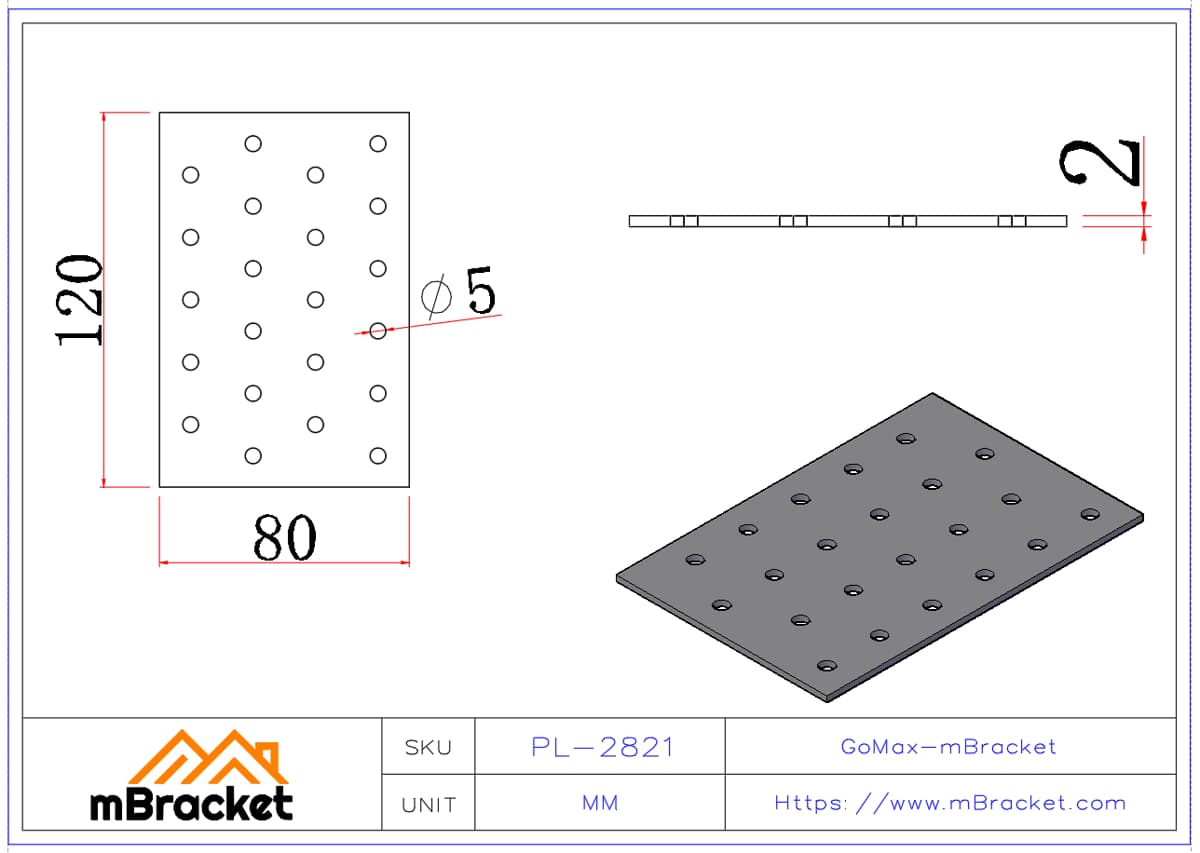 Nail Plate Connector Flat Plate Connector Light Steel Connector - 2*80*120 Product Dimensions