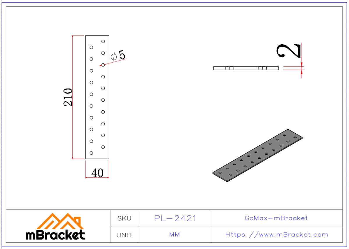 Nail Plate Connector | Flat Plate Connector | Timber Truss Connector | Wood Truss Connector - 2*40*210 Product Dimensions