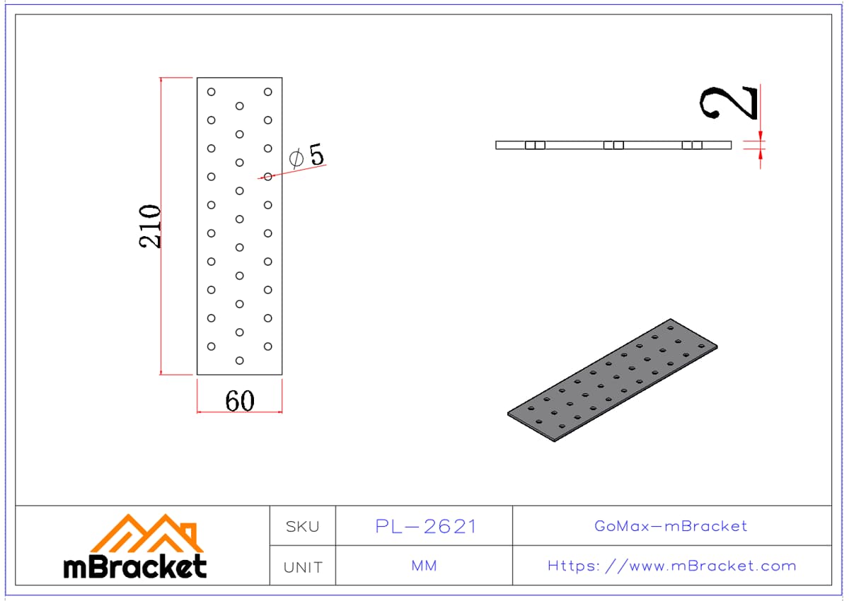 Nail Plate Connector Flat Plate Connector Timber Truss Connector Wood Truss Connector - 2*60*210 Product Dimensions