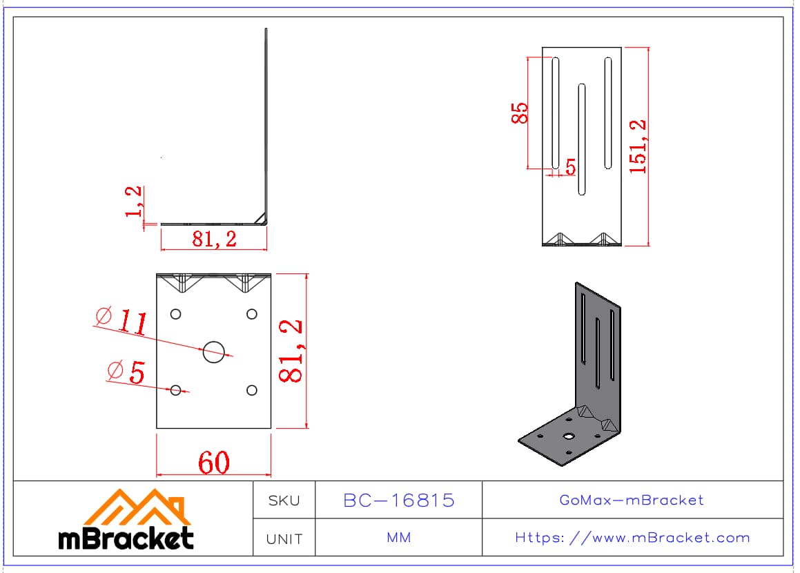 Light Gauge Uplift Connector Light Steel Connector Seismic Connector - 1.2*60*81*151 Product Dimensions