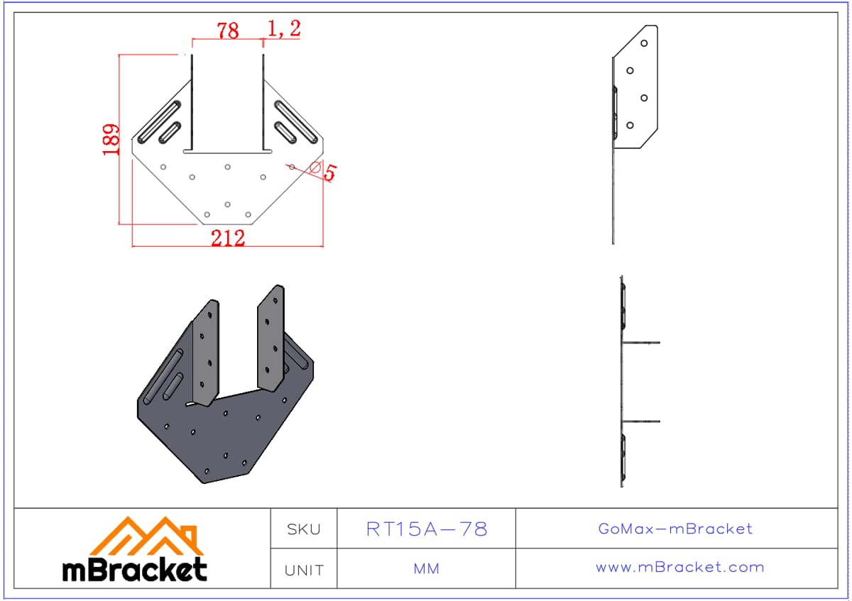 Light Steel Joist and Beam Connector Hurricane Tie Diamond Wind-Resistant Strap - 1.2*78*189*212 Product Dimensions