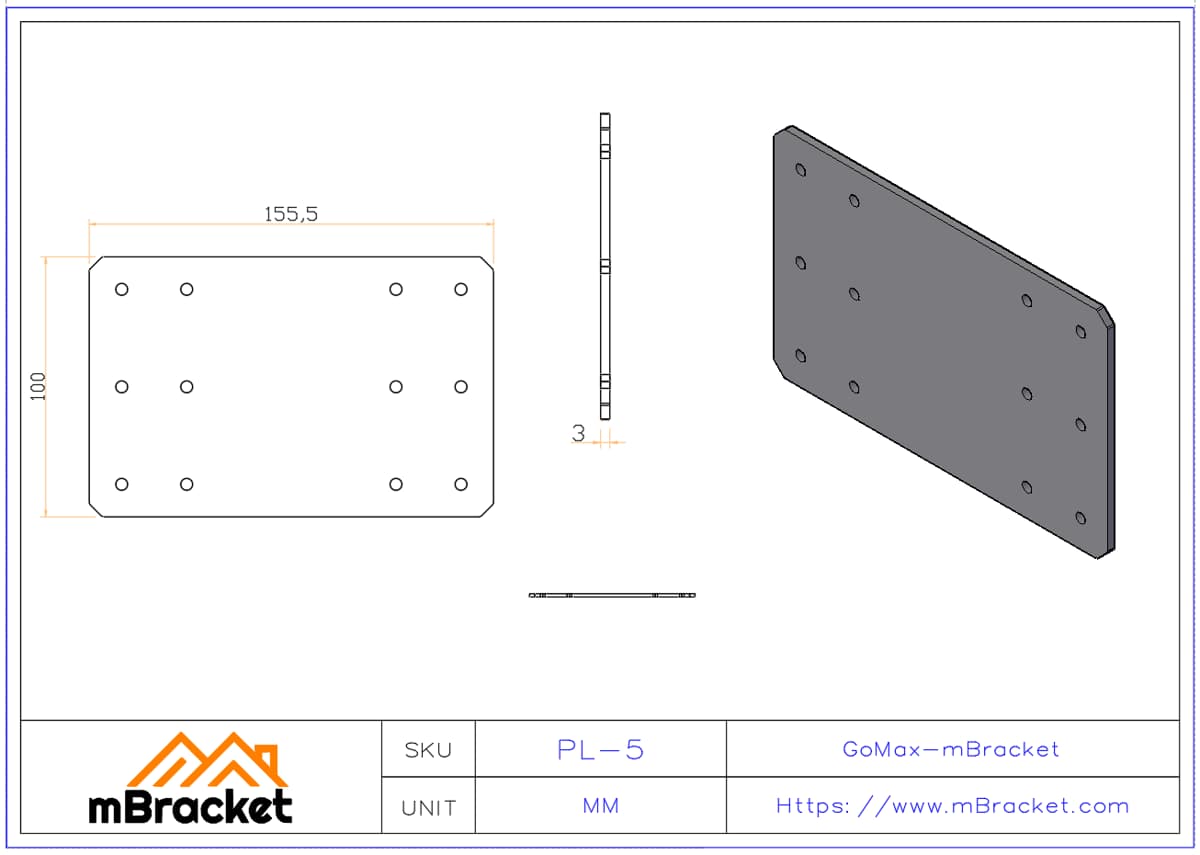 Flat Beam Connector Joist Tie Steel & Timber Reinforcement Hardware - 3.0*100*155 Product Dimensions