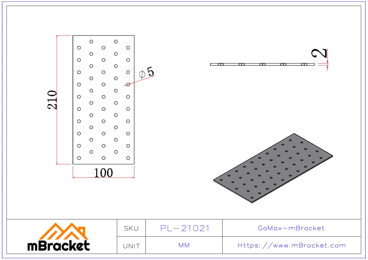 Nail Plate Connector Flat Plate Connector Timber Truss Connector Wood Truss Connector - 2*100*210 Product Dimensions