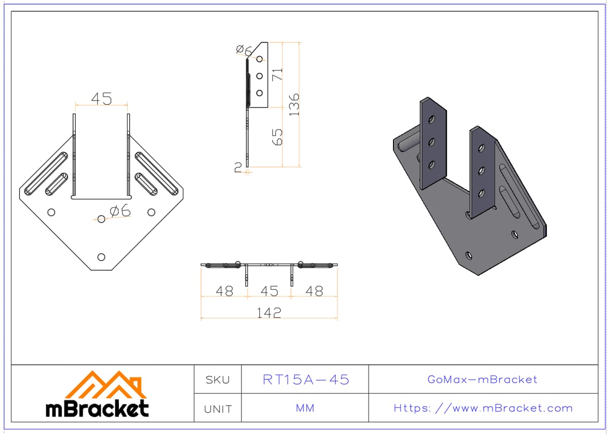 Hurricane Tie Diamond Connector Wood House Wind-Resistant Reinforcement Joist Beam Connector - 2.0*142*135 Product Dimensions